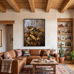Lotus in Bronze Light - interior setting 6 - expressive contemporary art painting