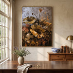 Lotus in Bronze Light - interior setting 8 - expressive contemporary art painting