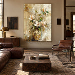 Magnolia in Golden Glass - interior setting 3 - expressive contemporary art painting
