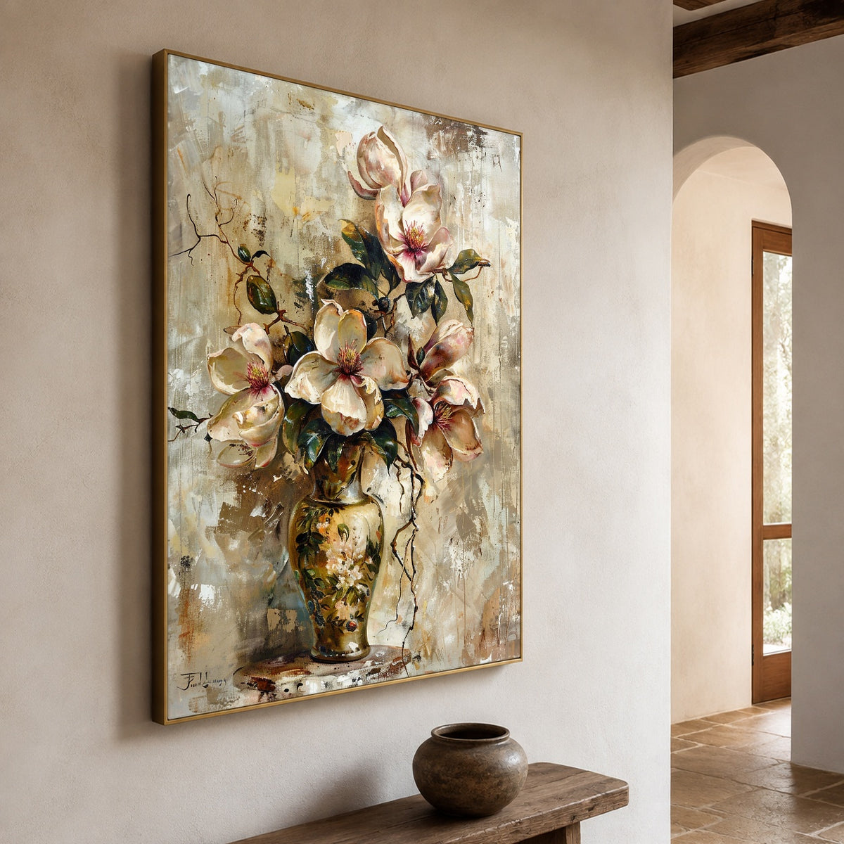Magnolia Keepsake - oblique view - expressive contemporary art painting