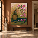 Magnolia on Green Velvet - interior setting 5 - expressive contemporary art painting
