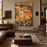 Marigold Garden at Dusk - interior setting 4 - expressive contemporary art painting