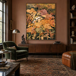 Marigold Garden at Dusk - interior setting 6 - expressive contemporary art painting