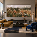 Meadow Before Dusk - distinct interior setting - panoramic wildflower meadow painting