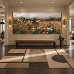 Meadow Before Dusk - distinct interior setting - panoramic wildflower meadow painting