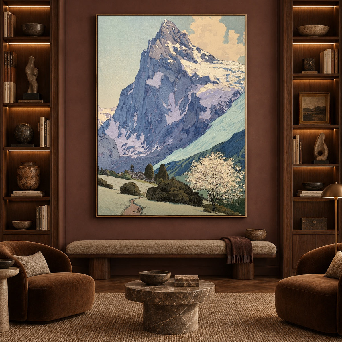 Meadow Below the Peak - interior setting 8 - expressive contemporary art painting