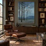 Moon Beyond Bare Branches - interior setting 3 - expressive contemporary art painting