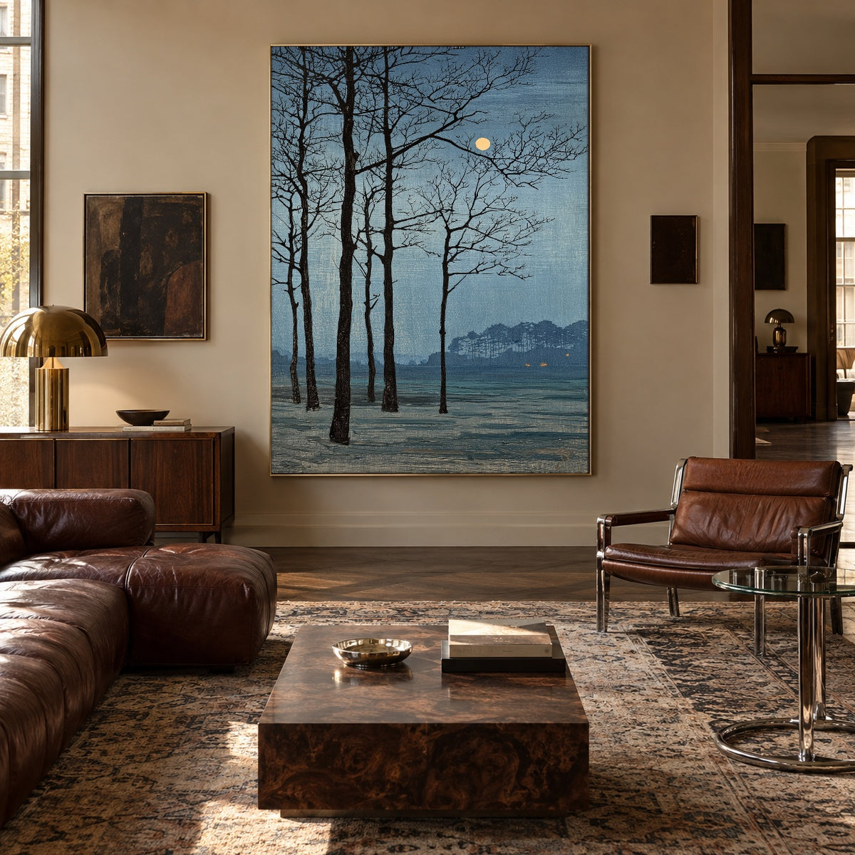 Moon Beyond Bare Branches - interior setting 4 - expressive contemporary art painting