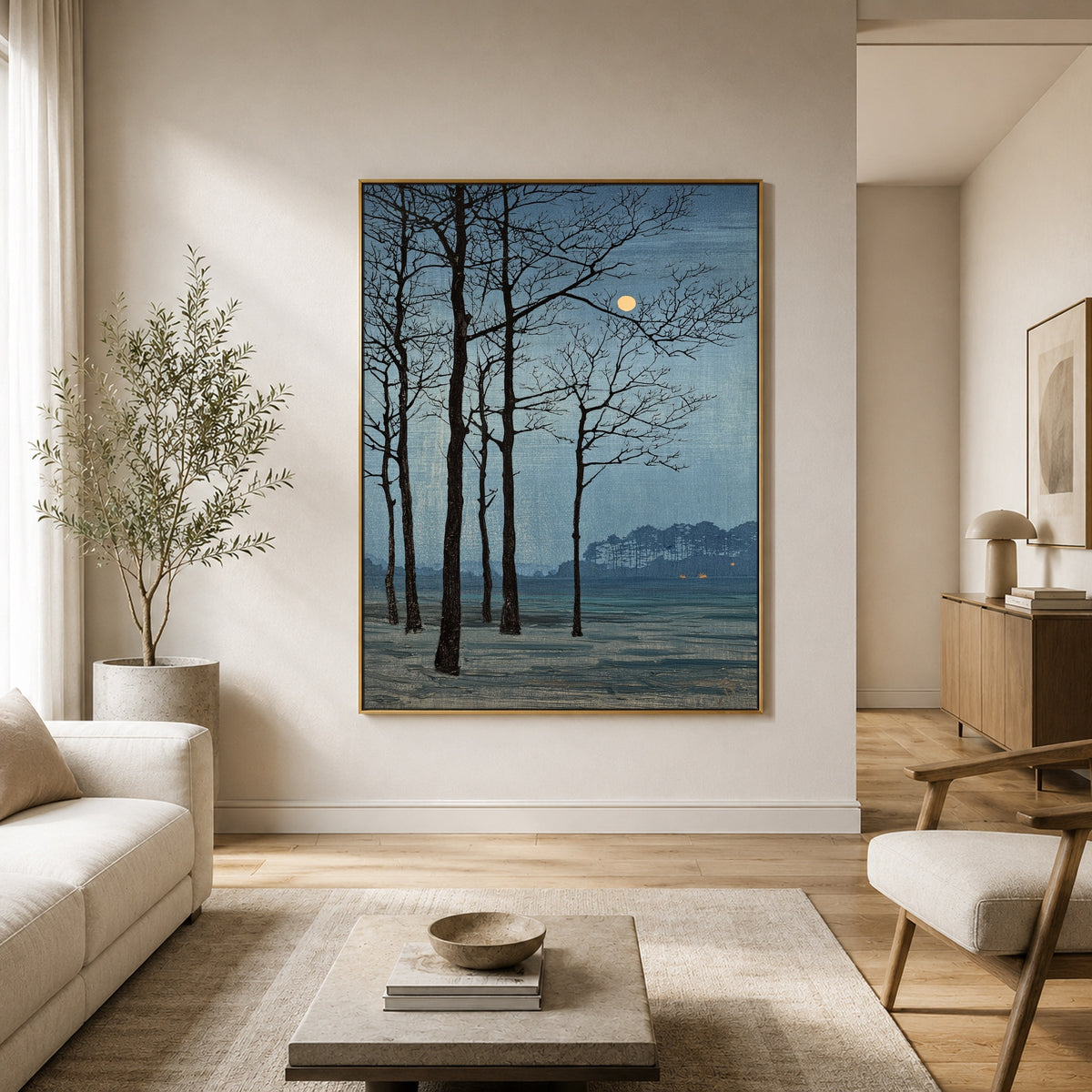 Moon Beyond Bare Branches - interior setting 5 - expressive contemporary art painting