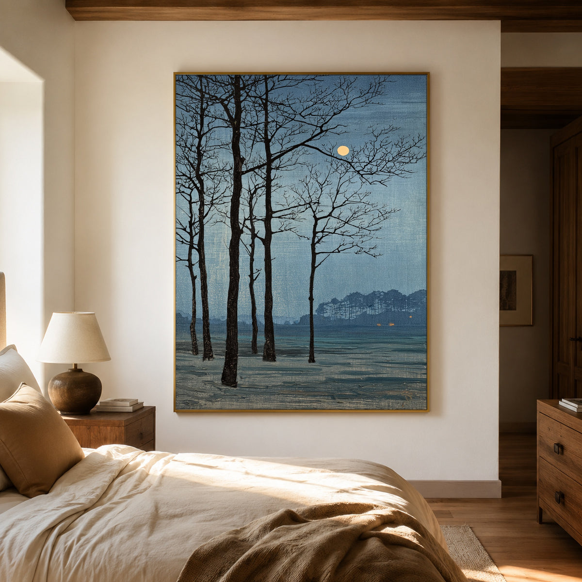 Moon Beyond Bare Branches - interior setting 6 - expressive contemporary art painting
