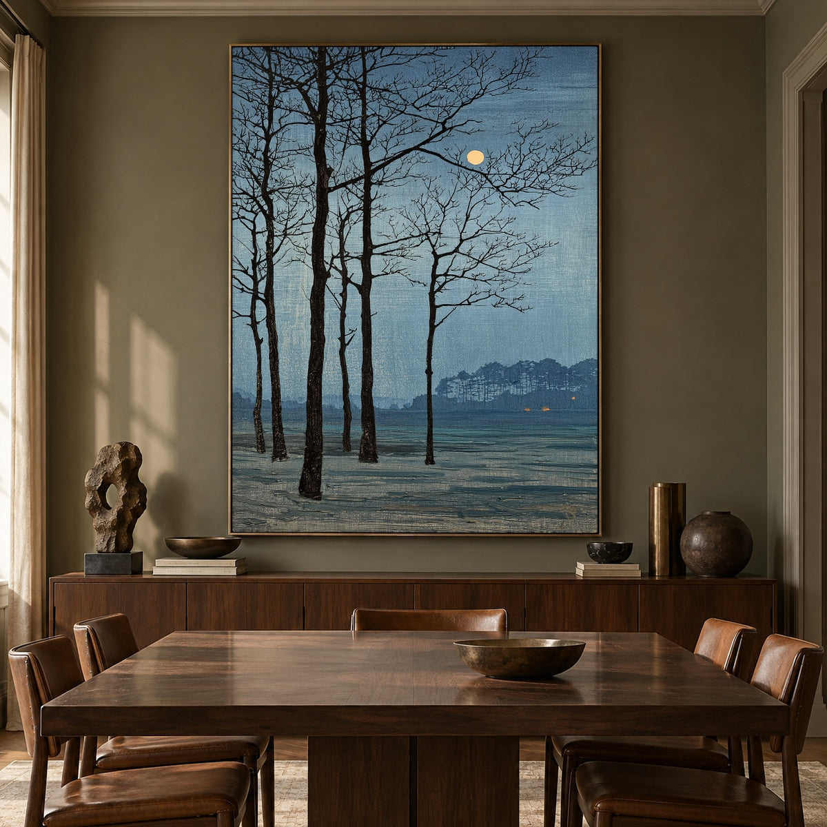 Moon Beyond Bare Branches - interior setting 8 - expressive contemporary art painting