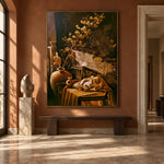 Ochre Branches at Home - interior setting 7 - expressive contemporary art painting