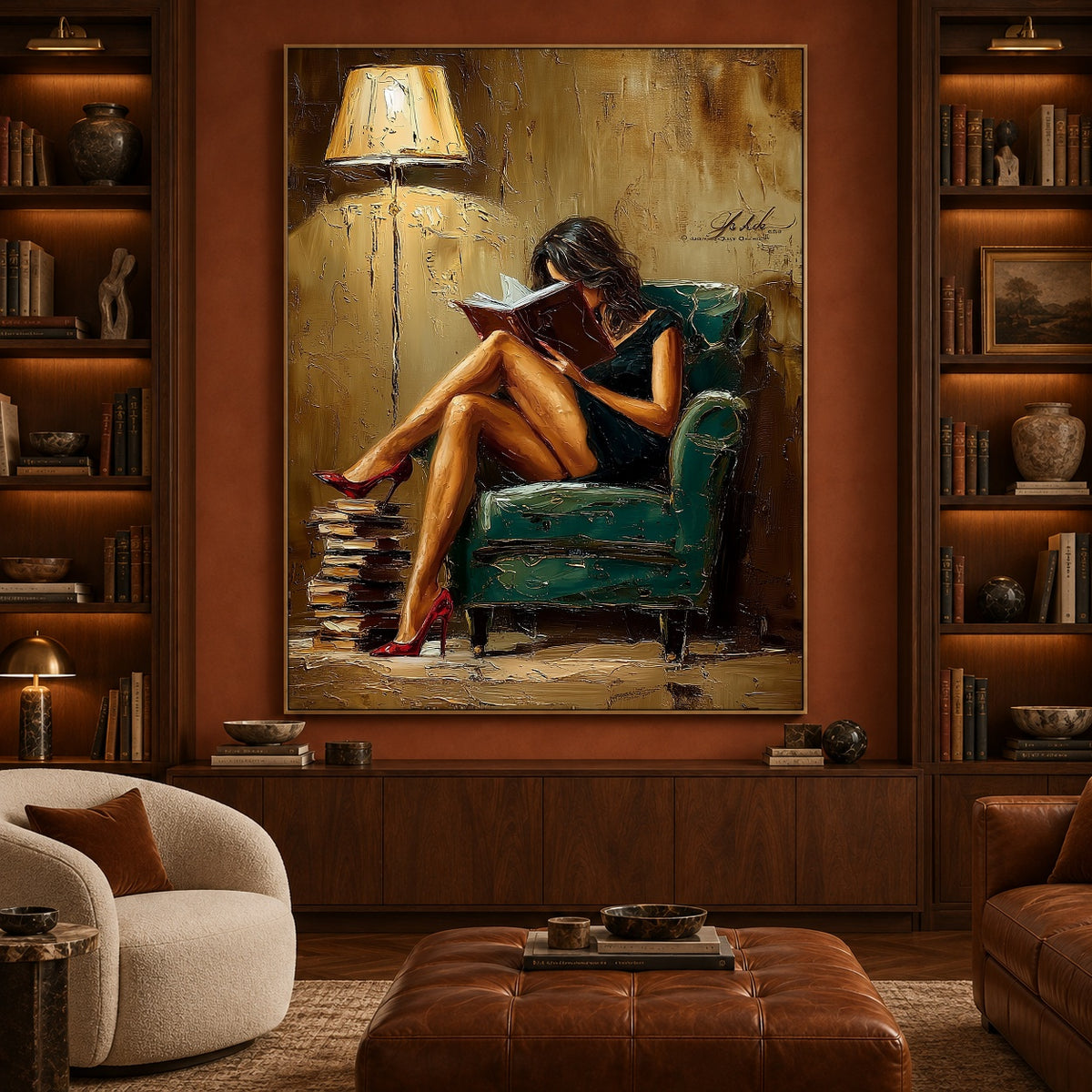 One More Chapter Tonight - interior setting 3 - expressive contemporary art painting
