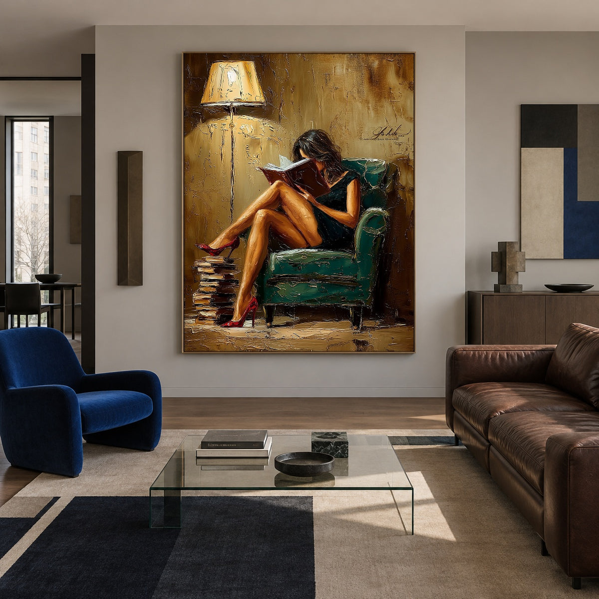 One More Chapter Tonight - interior setting 5 - expressive contemporary art painting