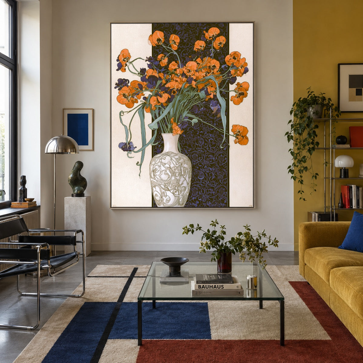 Orange Blossom Nocturne - front-view living-room hero - expressive contemporary art painting