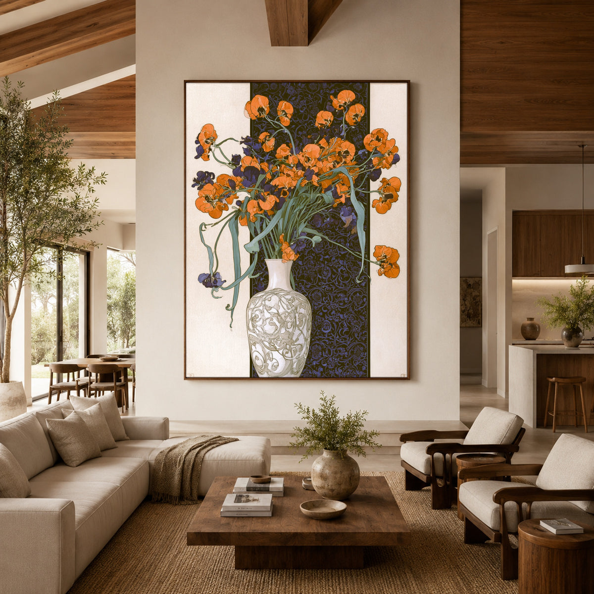 Orange Blossom Nocturne - interior setting 3 - expressive contemporary art painting