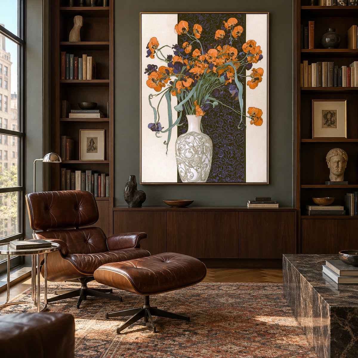 Orange Blossom Nocturne - interior setting 5 - expressive contemporary art painting