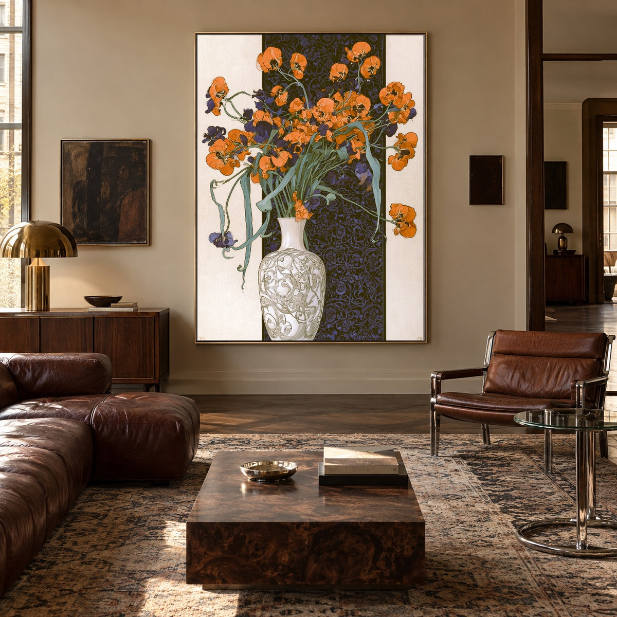 Orange Blossom Nocturne - interior setting 8 - expressive contemporary art painting