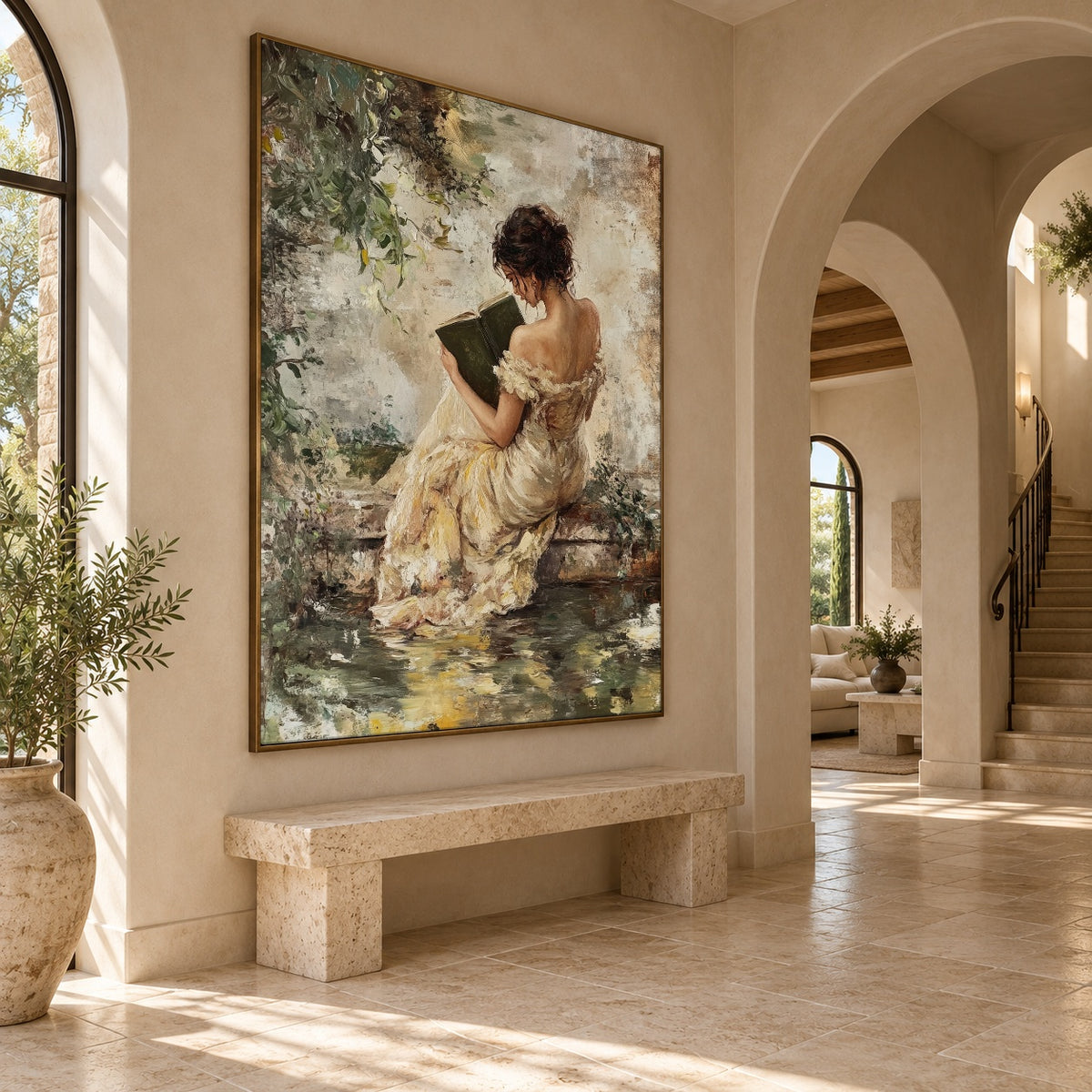 Pages Beside the Water - oblique view - expressive contemporary art painting