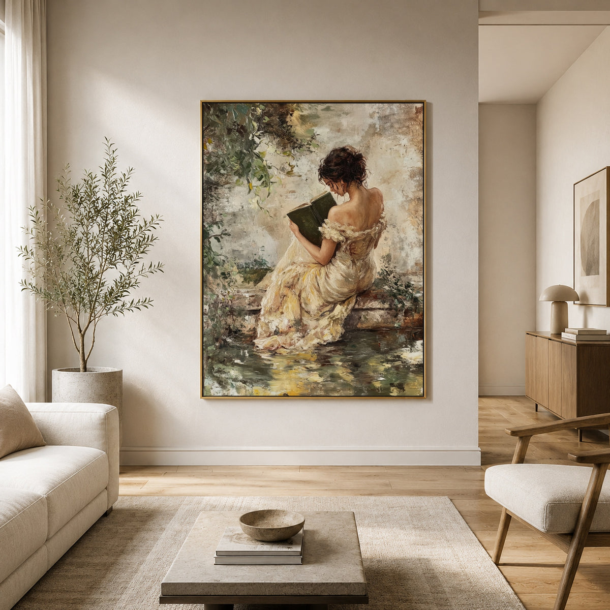 Pages Beside the Water - interior setting 4 - expressive contemporary art painting