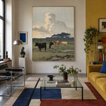 Pasture Beneath Towering Clouds - interior setting 3 - expressive contemporary art painting