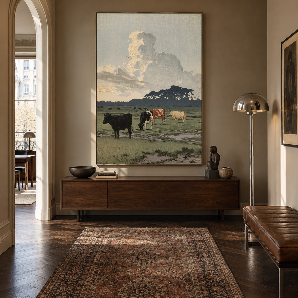 Pasture Beneath Towering Clouds - interior setting 5 - expressive contemporary art painting