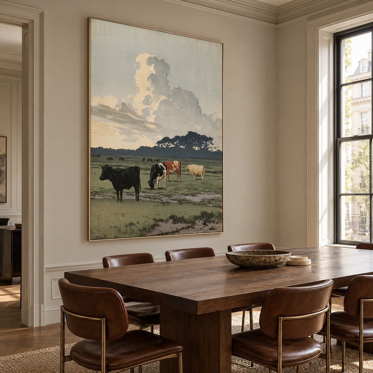 Pasture Beneath Towering Clouds - interior setting 6 - expressive contemporary art painting