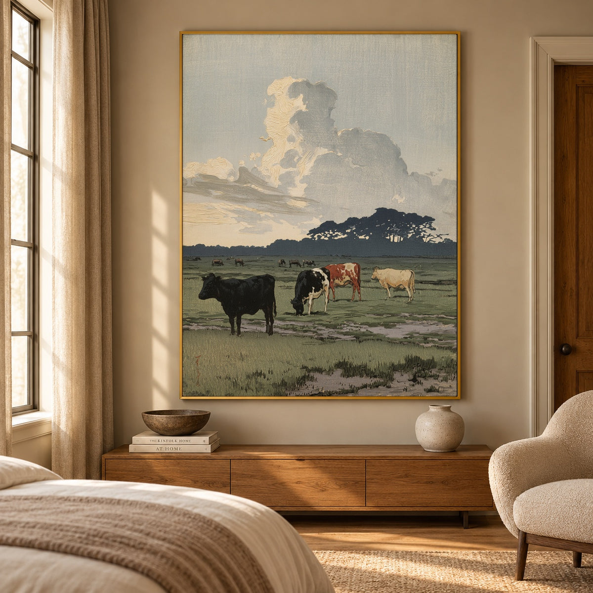 Pasture Beneath Towering Clouds - interior setting 8 - expressive contemporary art painting