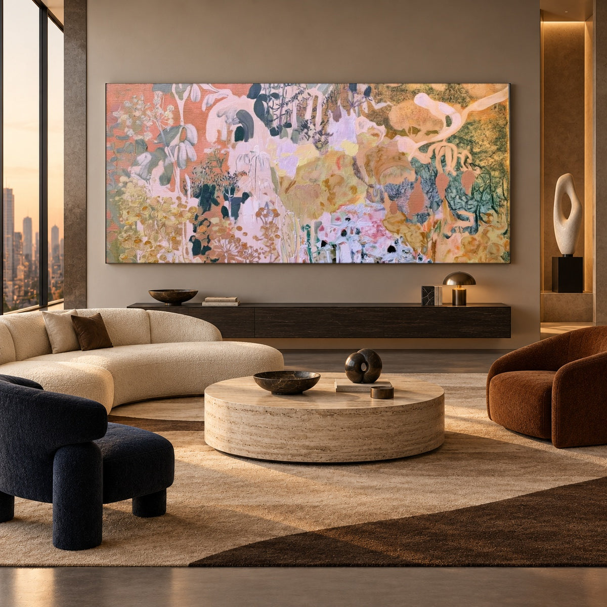 Petal Color Orchestra - front-view living-room hero - expressive contemporary art painting
