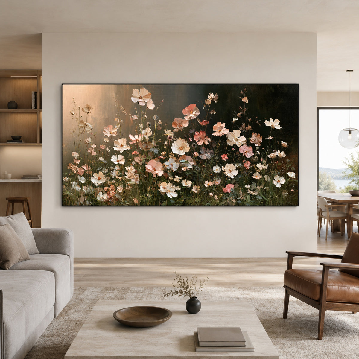 Petals After Sundown - front-view living-room hero - expressive contemporary art painting