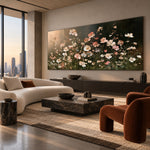 Petals After Sundown - interior setting 3 - expressive contemporary art painting