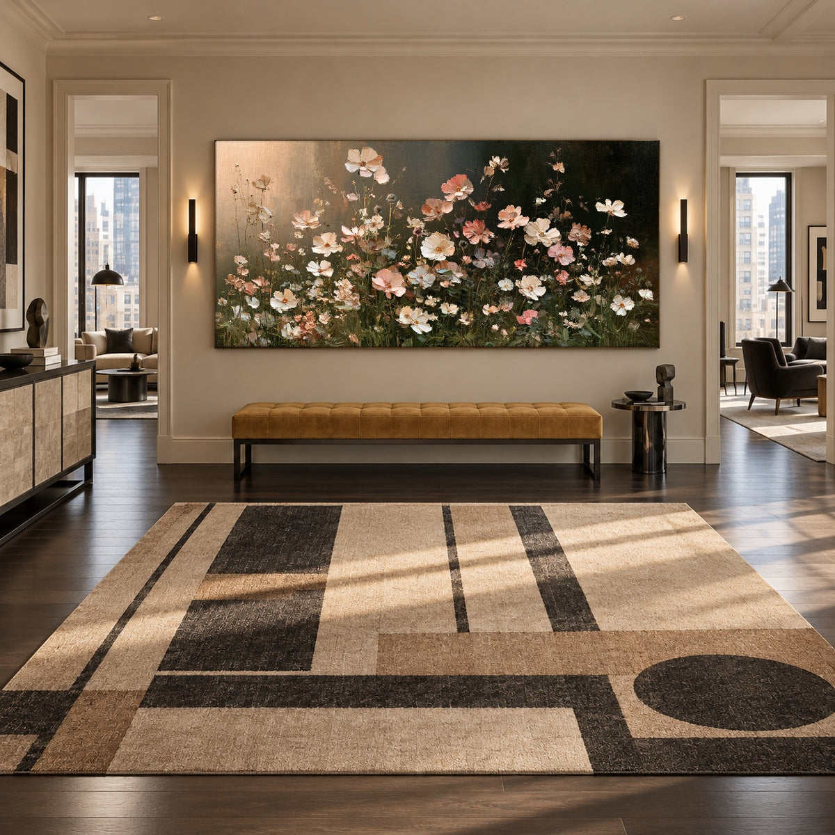 Petals After Sundown - interior setting 8 - expressive contemporary art painting