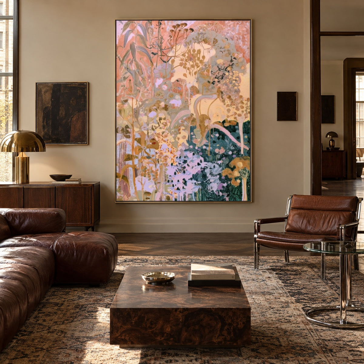 Petals in Pastel Motion - interior setting 4 - expressive contemporary art painting