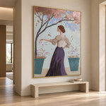 Petals on Her Sleeve - oblique view - expressive contemporary art painting
