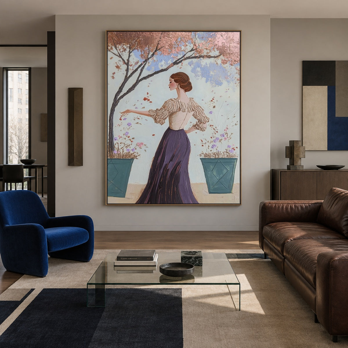 Petals on Her Sleeve - interior setting 3 - expressive contemporary art painting