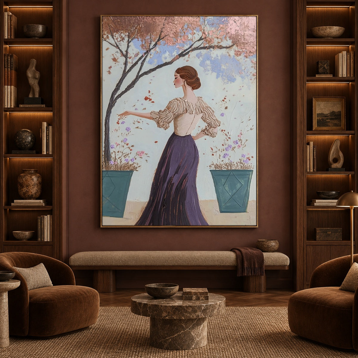 Petals on Her Sleeve - interior setting 5 - expressive contemporary art painting