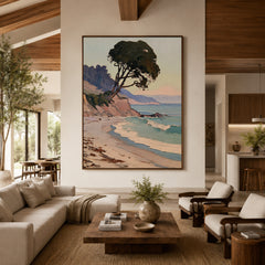 Pine Over Pastel Tides - front-view living-room hero - expressive contemporary art painting