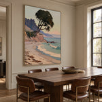 Pine Over Pastel Tides - oblique view - expressive contemporary art painting