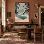 Pines Along Winter Water - interior setting 4 - expressive contemporary art painting