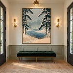 Pines Along Winter Water - interior setting 5 - expressive contemporary art painting