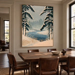 Pines Along Winter Water - interior setting 6 - expressive contemporary art painting