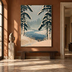 Pines Along Winter Water - interior setting 8 - expressive contemporary art painting