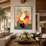 Poppies for the Table - interior setting 3 - expressive contemporary art painting