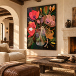 Poppies in Full Voice - oblique view - expressive contemporary art painting