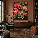 Poppies in Full Voice - interior setting 3 - expressive contemporary art painting