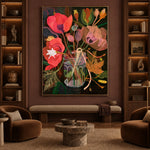 Poppies in Full Voice - interior setting 4 - expressive contemporary art painting