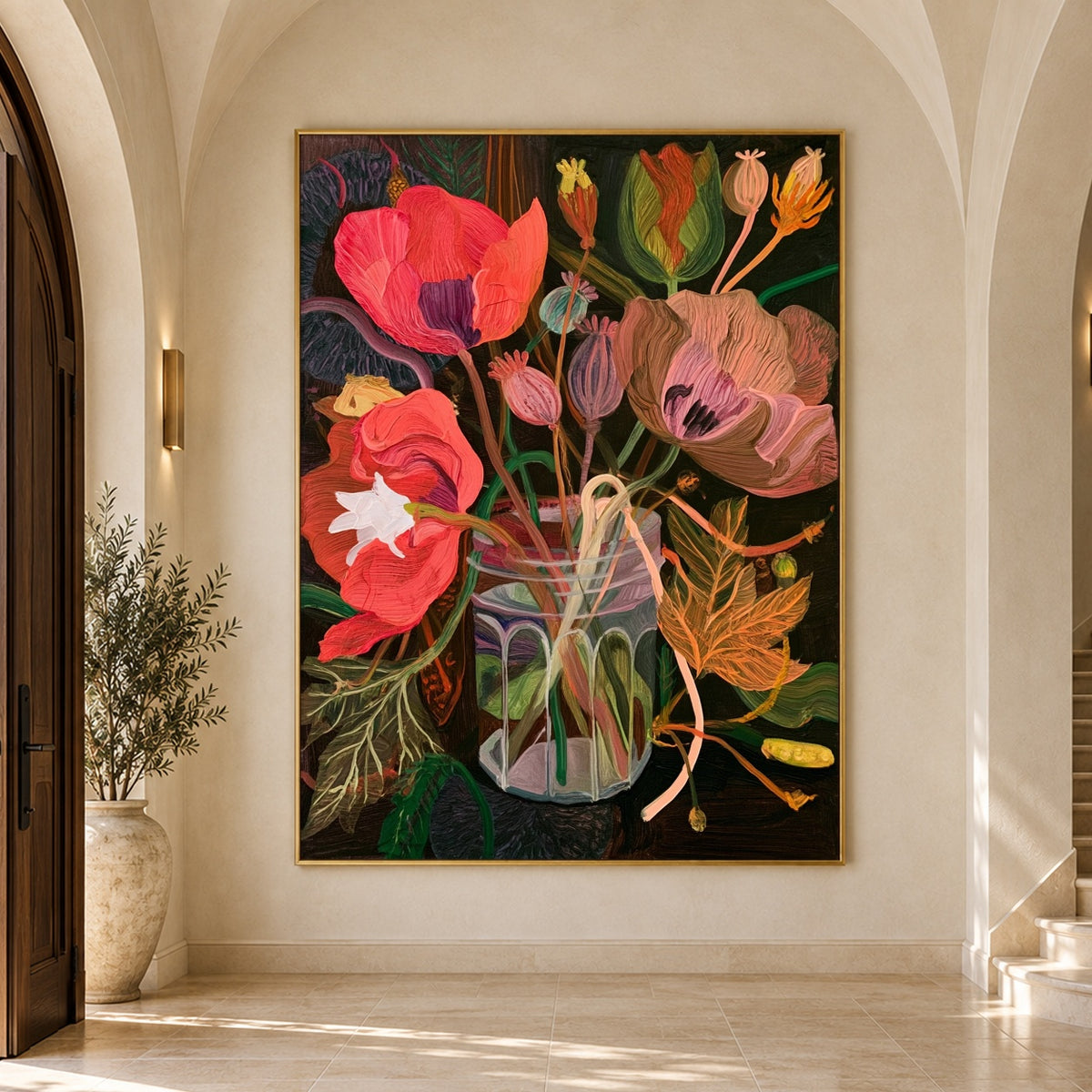Poppies in Full Voice - interior setting 7 - expressive contemporary art painting