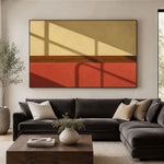 Quiet Geometry of Sun - interior setting 03 - expressive contemporary art painting