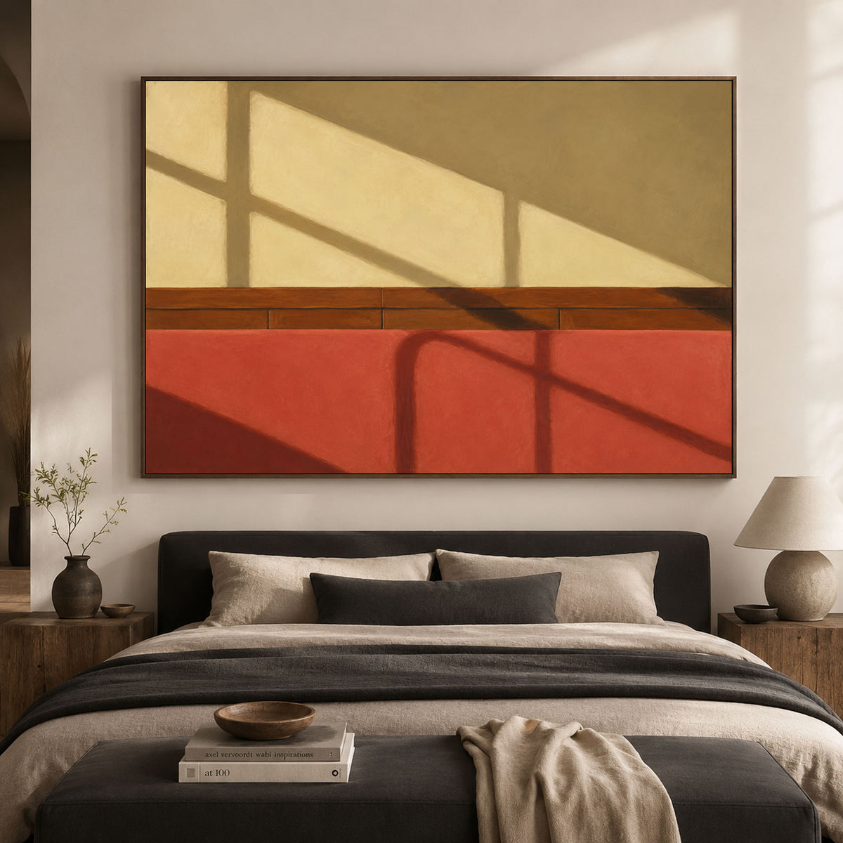 Quiet Geometry of Sun - interior setting 05 - expressive contemporary art painting