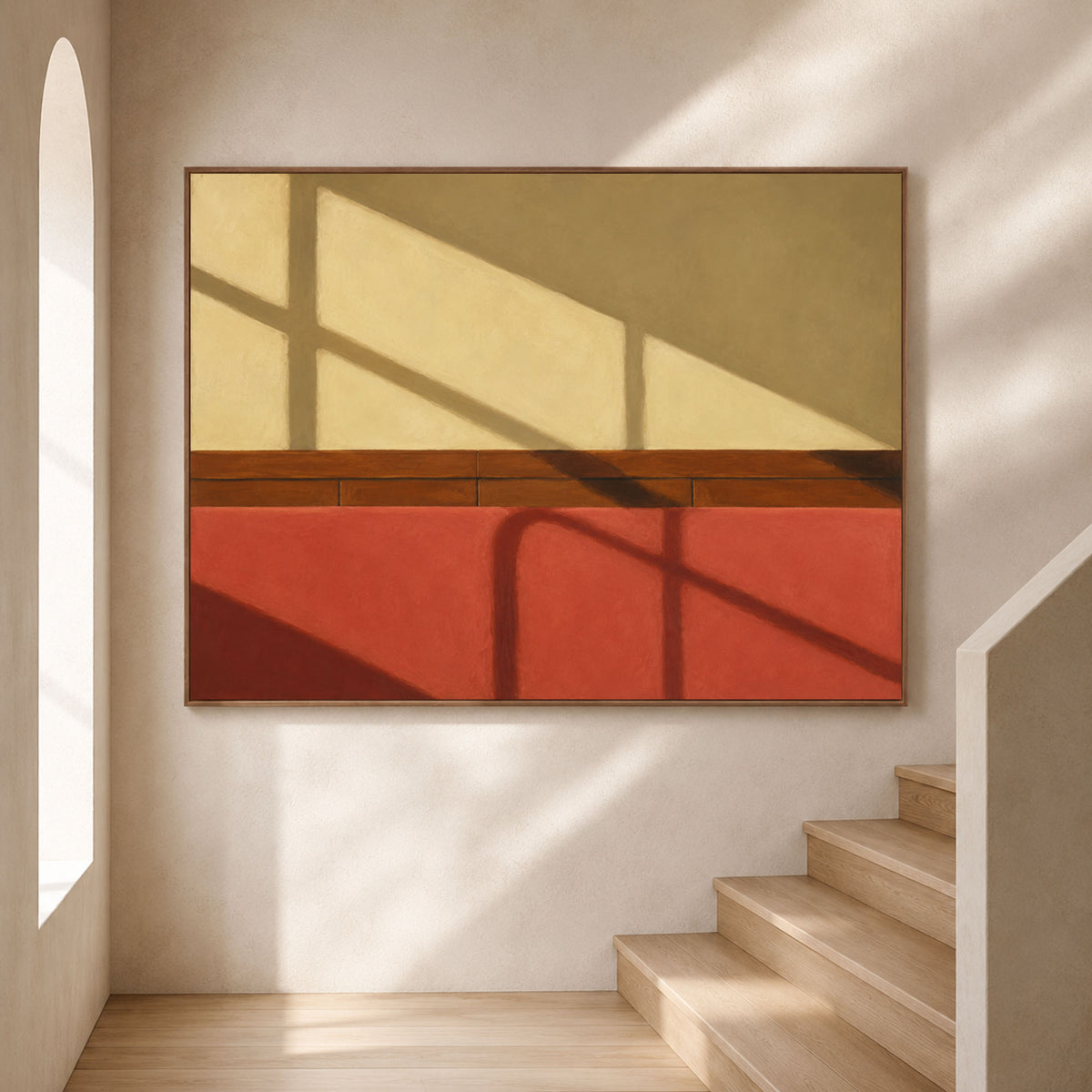 Quiet Geometry of Sun - interior setting 06 - expressive contemporary art painting